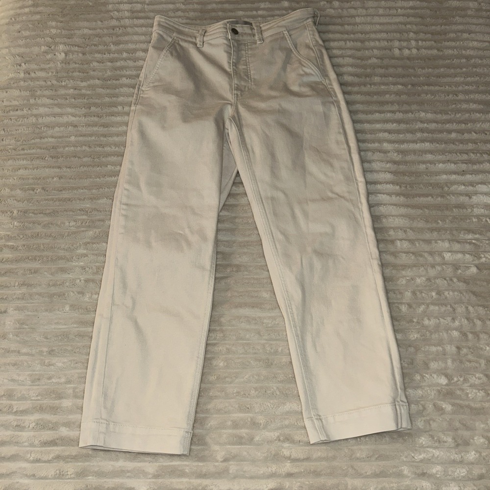 Everlane The Wide Leg Cropped Chino Pants Womens 6 Beige Cotton Mid Rise GUC